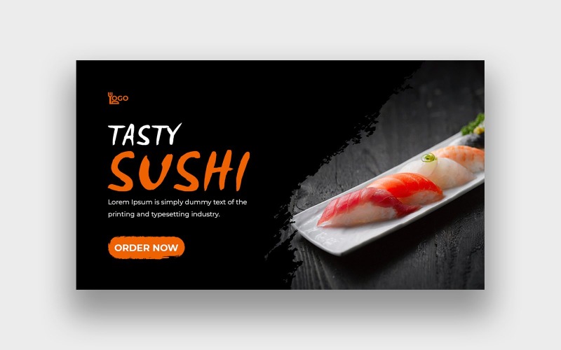 Šablona miniatury na YouTube pro jídlo sushi