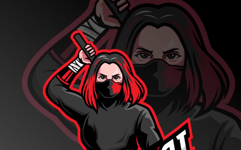 Samurai Lady Esport Logo-Vorlagen
