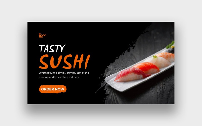 YouTube-Thumbnail-Vorlage für Sushi-Lebensmittel