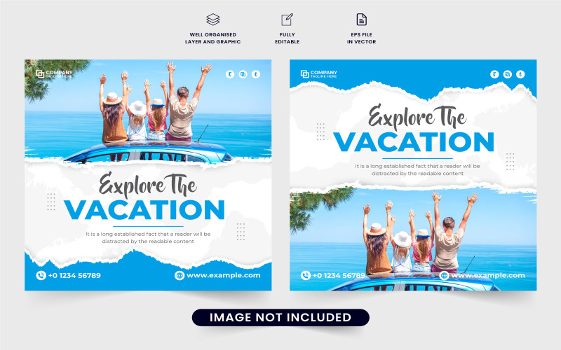 Banner web de agencia de planificación de viajes de vacaciones