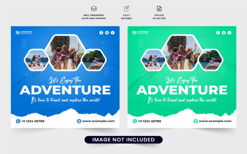 Vakantiereis social media post vector