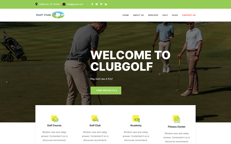 Golf Club Sports céloldal sablon