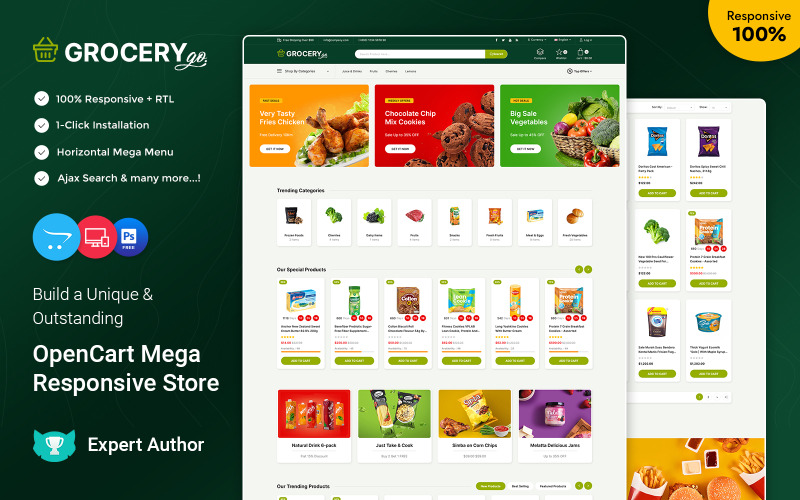 Grocerygo - 杂货、水果、蔬菜和食品多用途响应式 OpenCart 商店