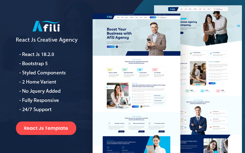 Afili - szablon agencji kreatywnej React Js
