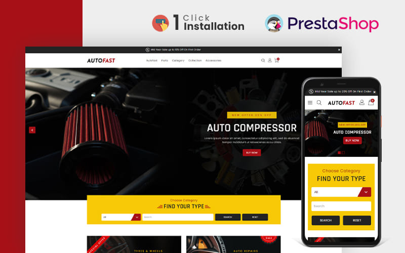 Thème Prestashop pour magasin de pièces automobiles AutoFast