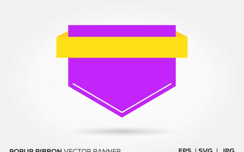 Bandiera di vettore del nastro popup di colore viola e giallo