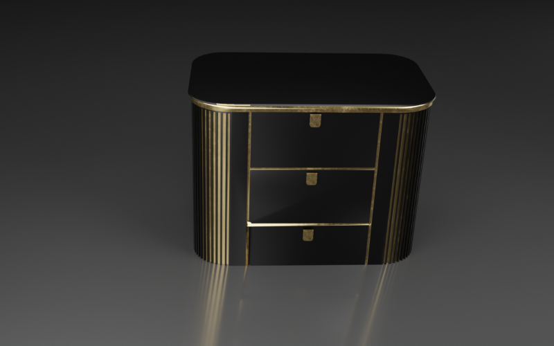 Bedside Table Black And Gold Free 3D Models