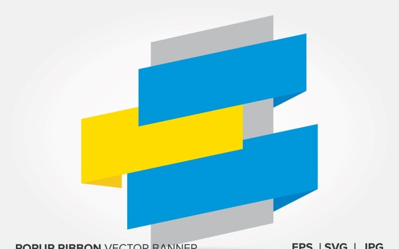 Banner de vector de cinta emergente de color azul y amarillo