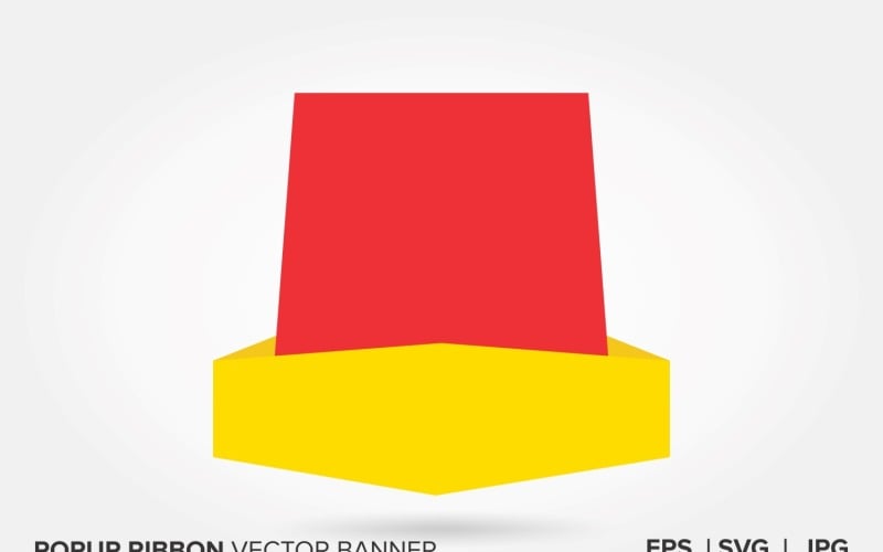 Banner de vector de cinta emergente de color amarillo y rojo.