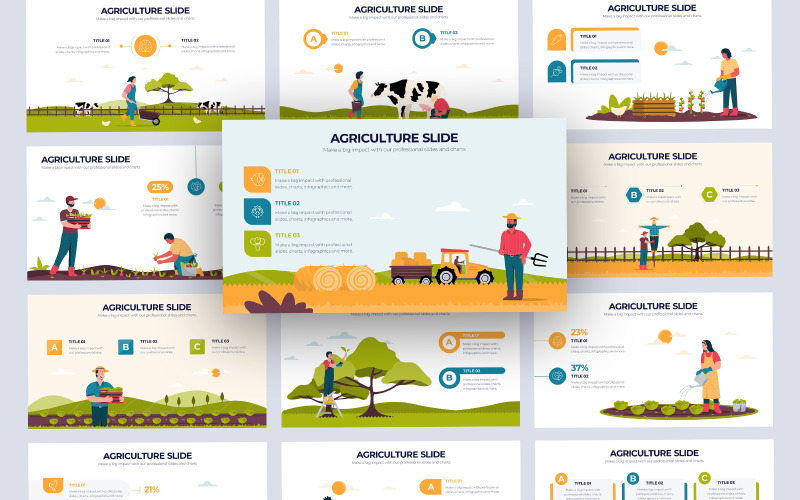 Mezőgazdasági vektoros infografika Google diáksablon