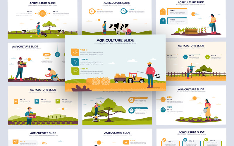 Modèle de diapositives Google d'infographie vectorielle sur l'agriculture