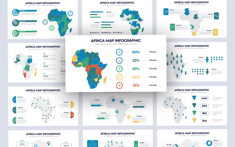Modèle PowerPoint d'infographie de vecteur de carte de l'Afrique