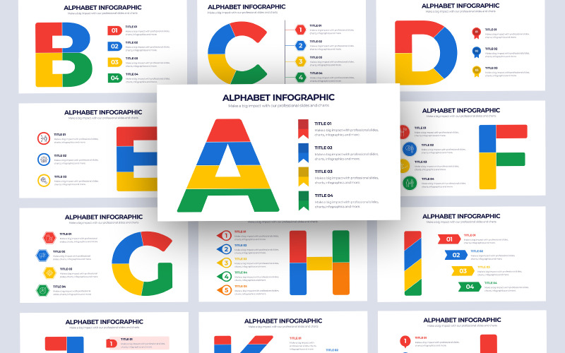 Modello di nota chiave infografica alfabetica dalla A alla Z