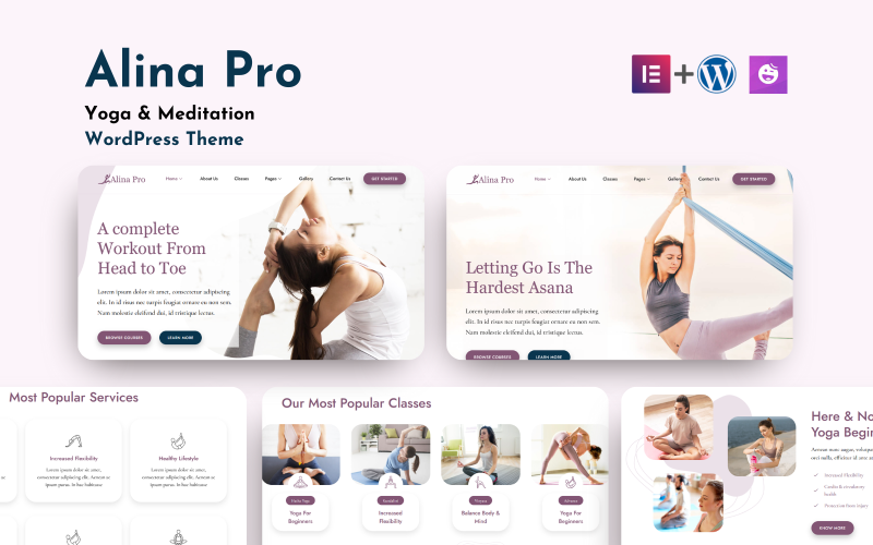 Tema WordPress Alina Pro, Yoga, Meditação e Treinador