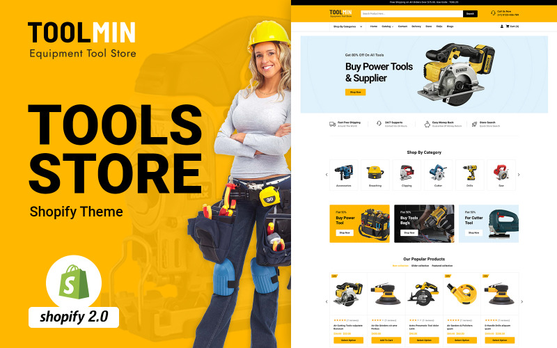 ToolMin - Tema de Shopify para tienda de herramientas de equipos eléctricos
