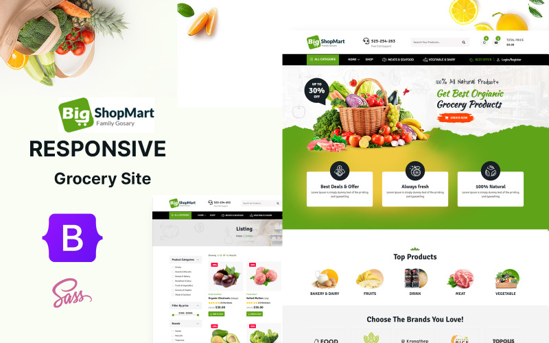 Bigshopmart - HTML5-Website-Vorlage für Online-Lebensmittelgeschäfte