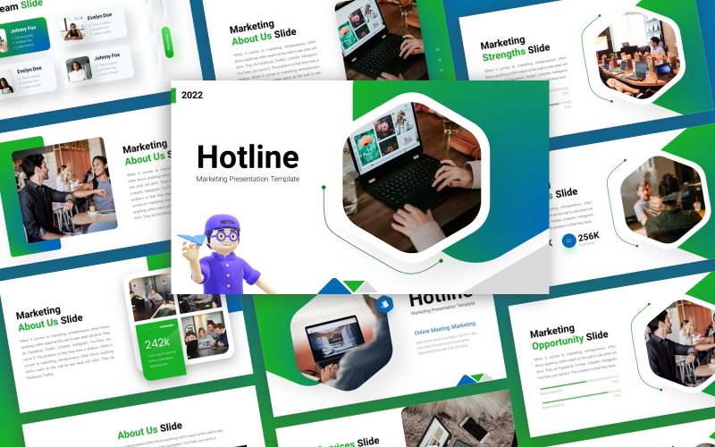 Hotline - Marketing multifunctionele PowerPoint-sjabloon