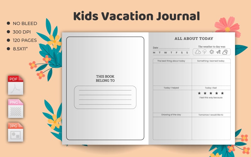 Kids Daily Vacation Journal KDP Интерьер