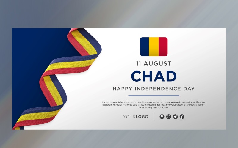 Bandera de celebración del día de la independencia nacional de Chad, aniversario nacional