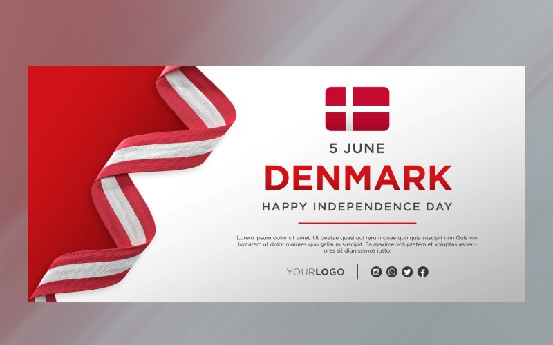 Bandiera della celebrazione del giorno dell'indipendenza nazionale della Danimarca, anniversario nazionale