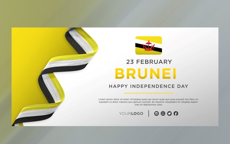 Bandiera di celebrazione del giorno dell'indipendenza nazionale del Brunei, anniversario nazionale