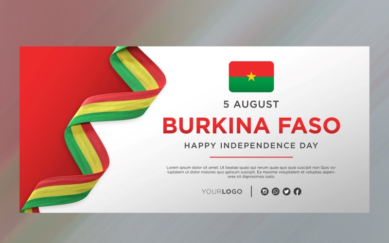 Bandiera di celebrazione del giorno dell'indipendenza nazionale del Burkina Faso, anniversario nazionale