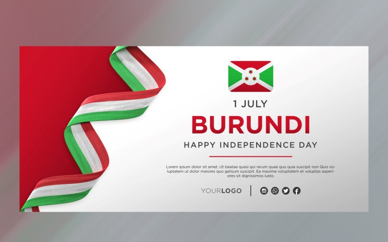 Bandiera di celebrazione del giorno dell'indipendenza nazionale del Burundi, anniversario nazionale