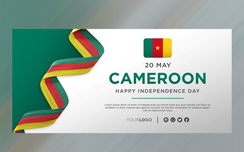 Bandiera di celebrazione del giorno dell'indipendenza nazionale del Camerun, anniversario nazionale