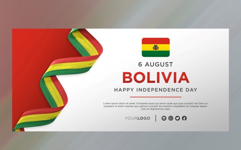 Bandiera di celebrazione del giorno dell'indipendenza nazionale della Bolivia, anniversario nazionale