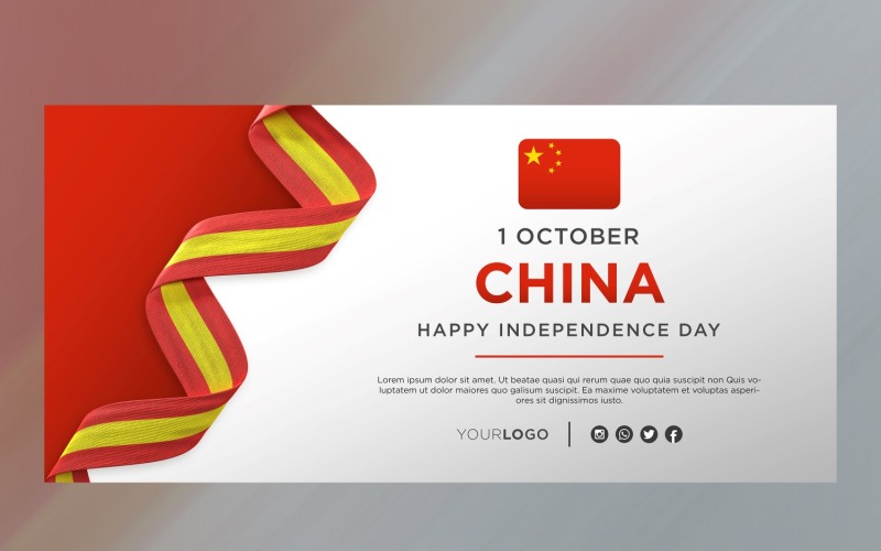 Bandiera di celebrazione del giorno dell'indipendenza nazionale della Cina, anniversario nazionale