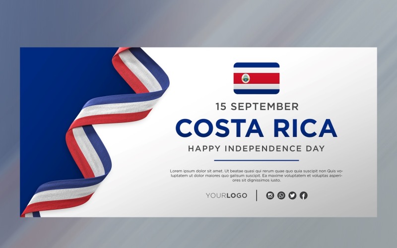 Bandiera di celebrazione del giorno dell'indipendenza nazionale della Costa Rica, anniversario nazionale