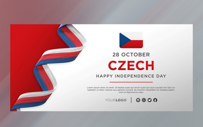 Bandiera di celebrazione del giorno dell'indipendenza nazionale della Repubblica Ceca, anniversario nazionale