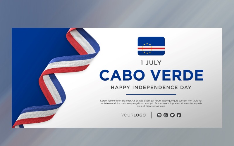 Bandiera di celebrazione del giorno dell'indipendenza nazionale di Cabo Verde, anniversario nazionale