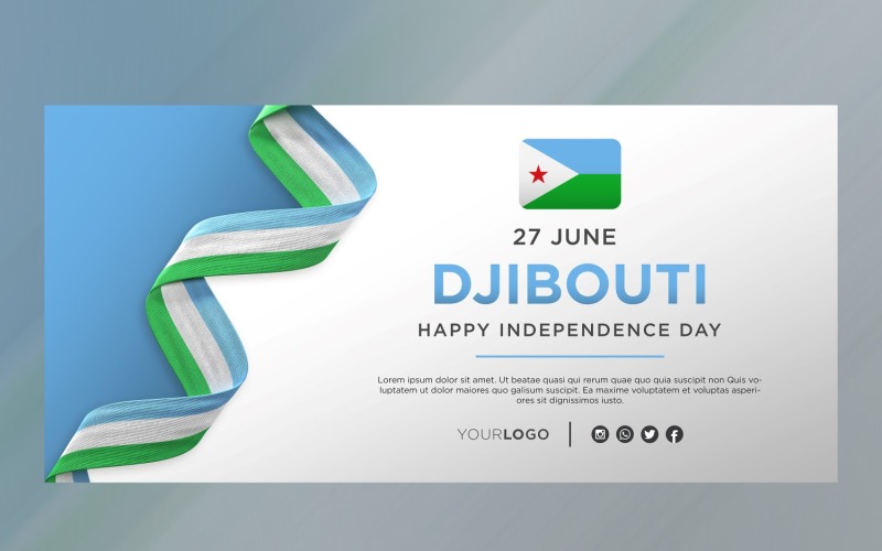 Bandiera di celebrazione del giorno dell'indipendenza nazionale di Gibuti, anniversario nazionale