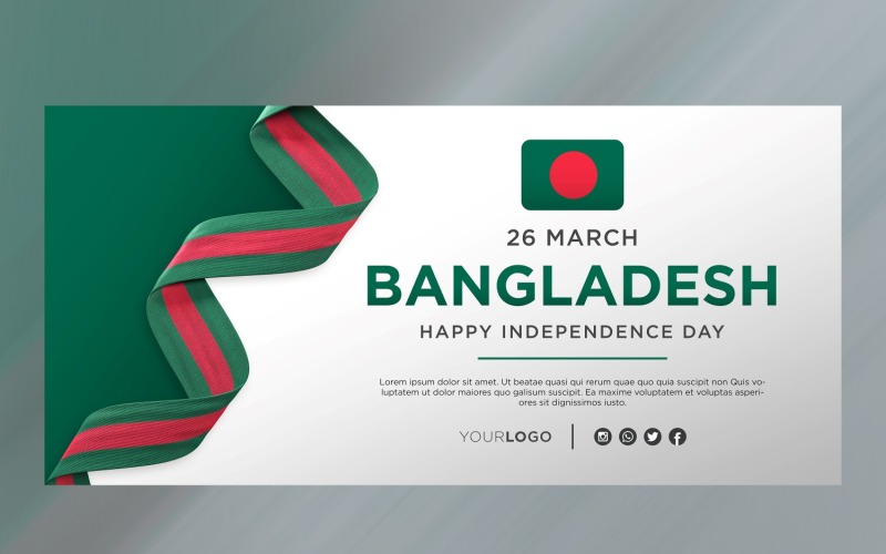 Bangladesh Nationale Onafhankelijkheidsdag Viering Banner, Nationale Verjaardag