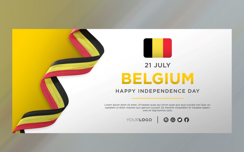 Banner de celebración del día de la independencia nacional de Bélgica, aniversario nacional