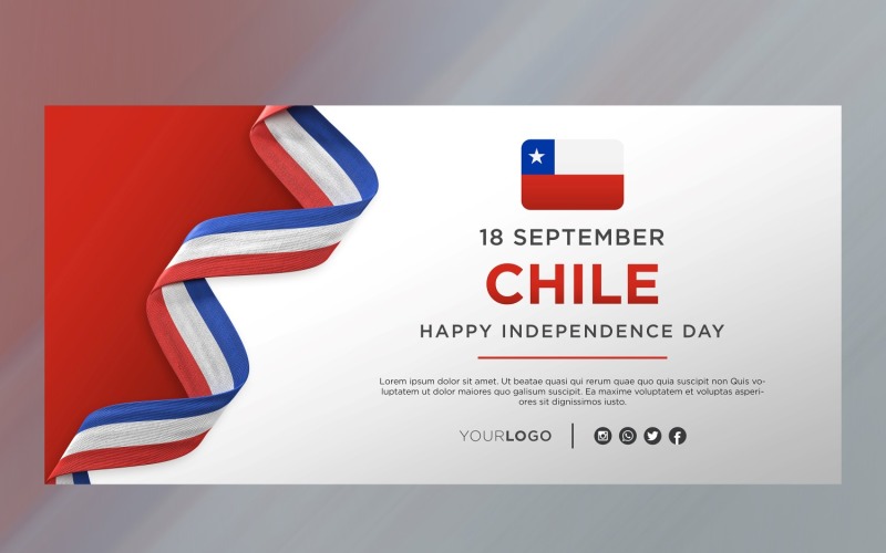 Banner di celebrazione del giorno dell'indipendenza nazionale del Cile, anniversario nazionale