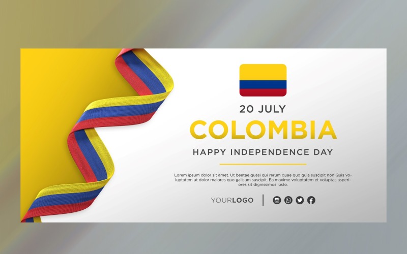 Banner di celebrazione del giorno dell'indipendenza nazionale della Colombia, anniversario nazionale