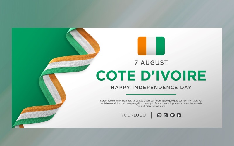Banner di celebrazione del giorno dell'indipendenza nazionale della Costa d'Avorio, anniversario nazionale