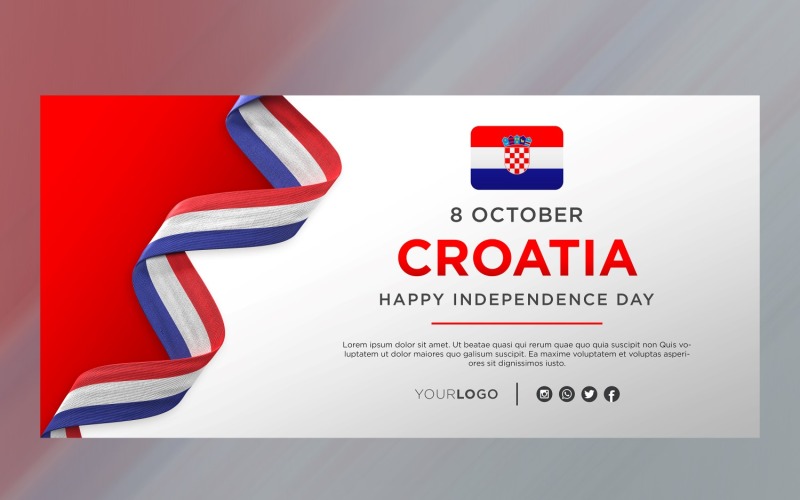 Banner di celebrazione del giorno dell'indipendenza nazionale della Croazia, anniversario nazionale