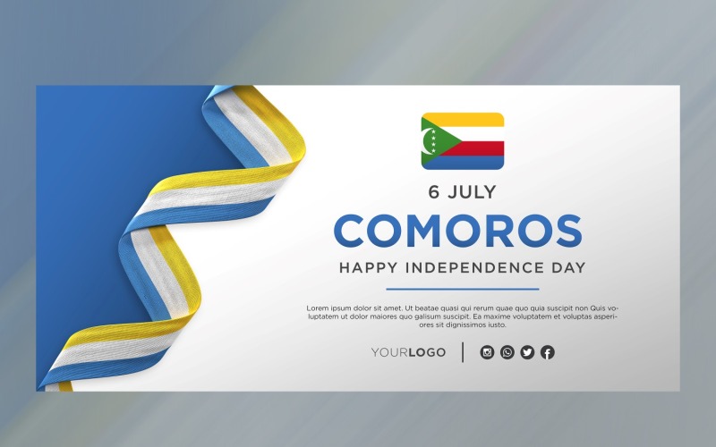 Banner di celebrazione del giorno dell'indipendenza nazionale delle Comore, anniversario nazionale