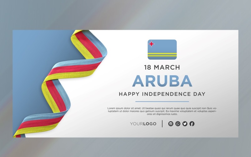 Banner voor de viering van de nationale onafhankelijkheidsdag van Aruba, nationale verjaardag