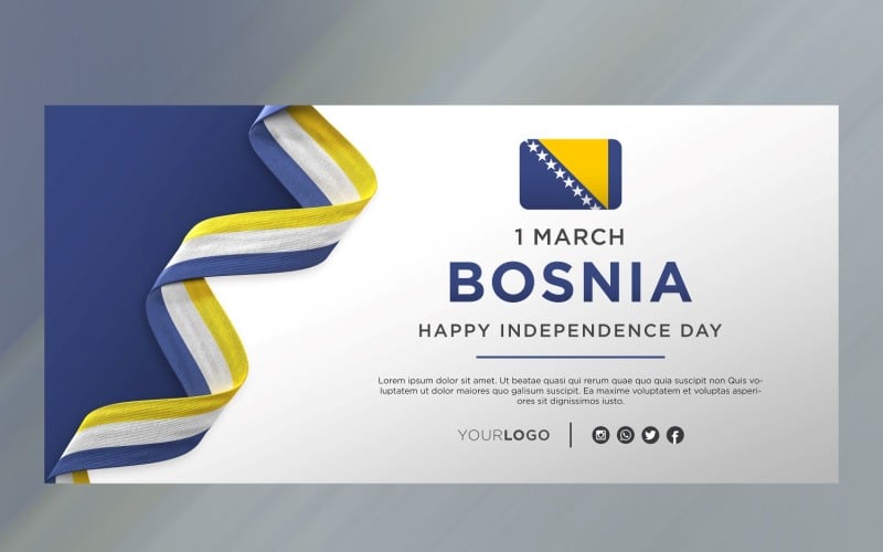 Bosnia and Herzegovina National Independence Day Celebration Banner, National Anniversary
