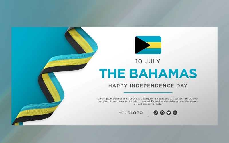 De banner van de viering van de nationale onafhankelijkheidsdag van de Bahama's, nationale verjaardag