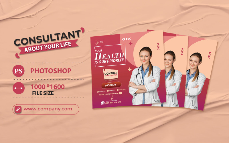 HEALTH CARE FLYER TEMPLATE CONSULTING A DOCTOR