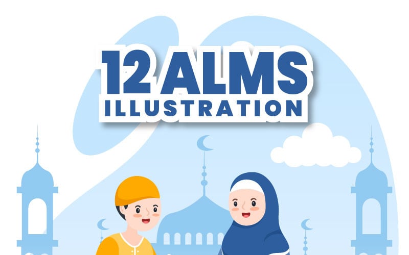 12 Muslime, die Almosen geben Illustration