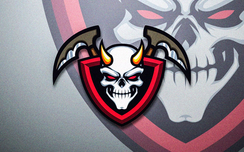 Dual Schyte Skull Reaper Mascot #300489 - TemplateMonster