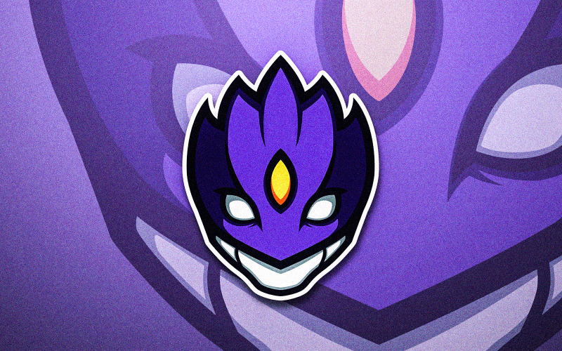 Fioletowa maska Anime Digimon postać wektor maskotka