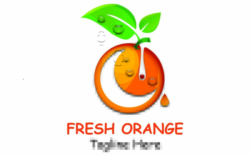 Logo di succo d'arancia fresco e sano