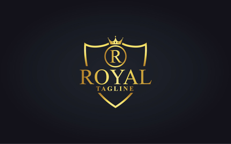 Royal bokstaven R konceptdesign med krona form logotyp mall